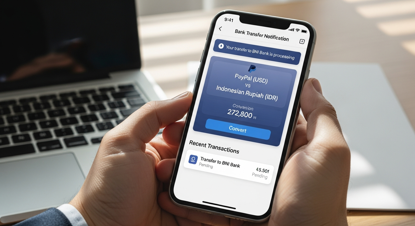 Proses Convert PayPal ke Rupiah via Mobile